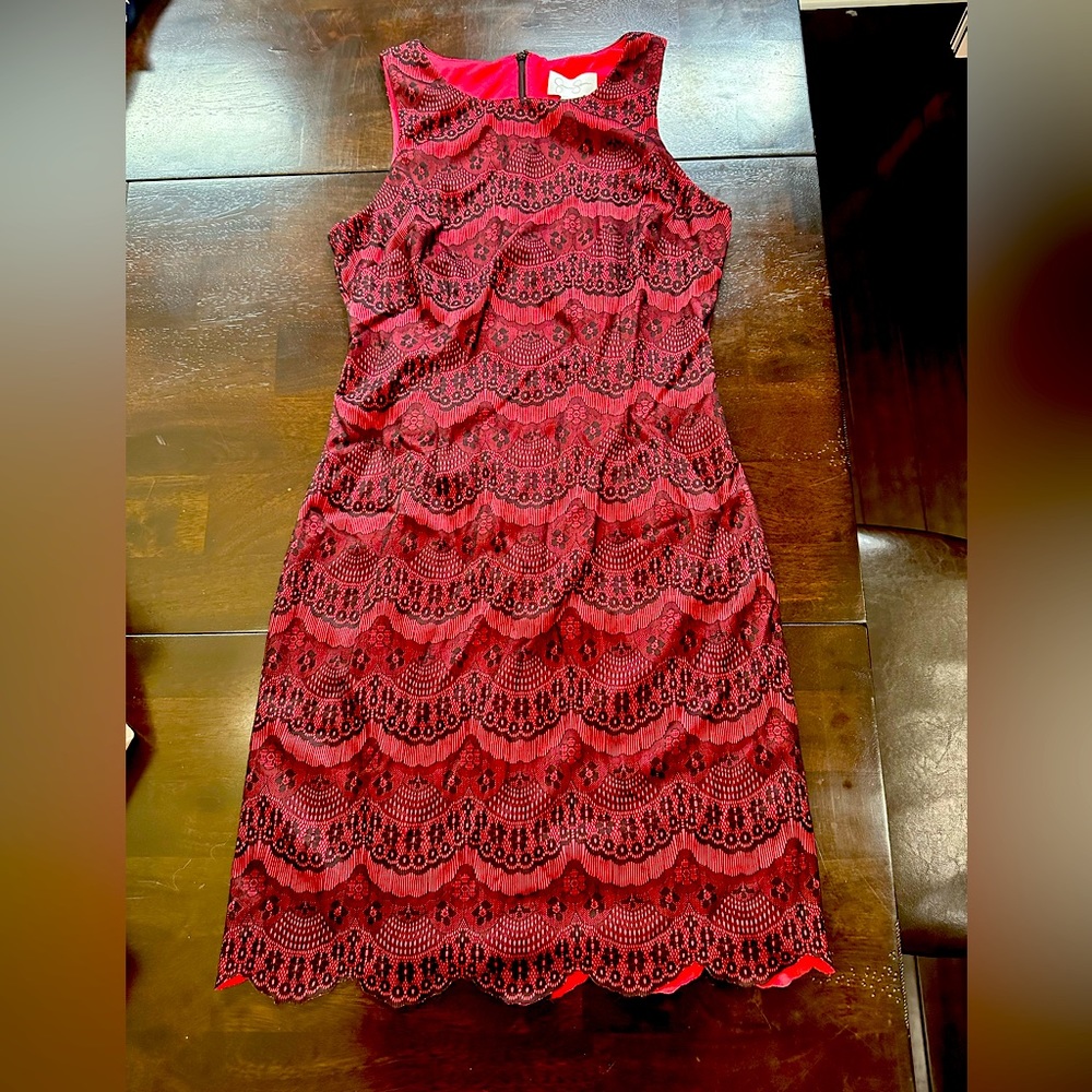 Jessica Simpson Red Dress with Lace Overlay